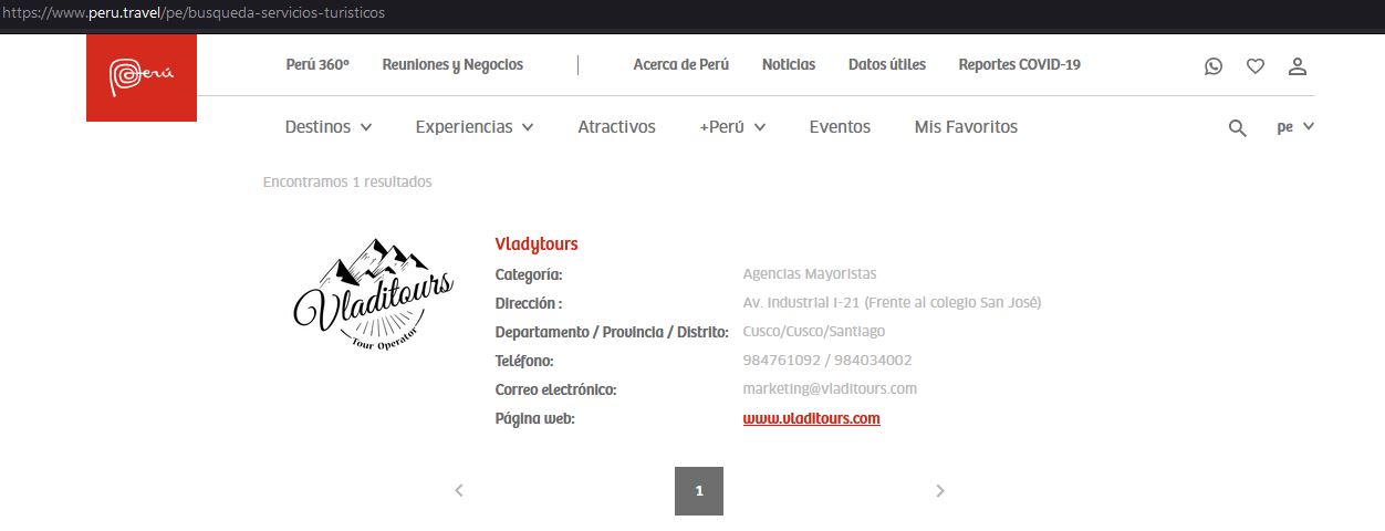 registro de vladitours en peru travel